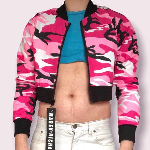 NWT Pink Camo Cropped Jacket Size S